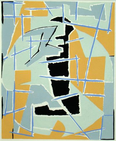 Jean DEYROLLE ( d’après ) - Composition abstraite, 1952 - Pochoir aux couleurs gouaches 2