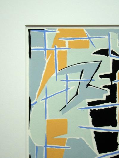 Jean DEYROLLE ( d’après ) - Composition abstraite, 1952 - Pochoir aux couleurs gouaches 2