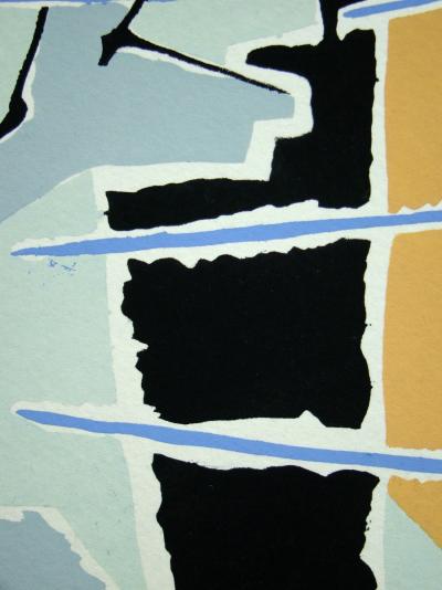 Jean DEYROLLE ( d’après ) - Composition abstraite, 1952 - Pochoir aux couleurs gouaches 2
