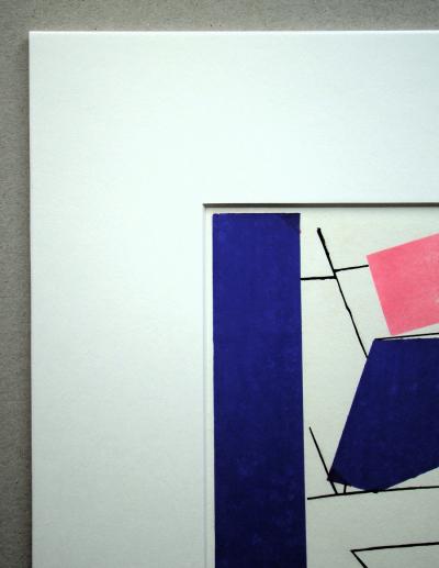 Richard MORTENSEN ( d’après ) - Composition abstraite, 1952 - Pochoir aux couleurs gouaches 2