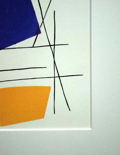 Richard MORTENSEN ( d’après ) - Composition abstraite, 1952 - Pochoir aux couleurs gouaches 2