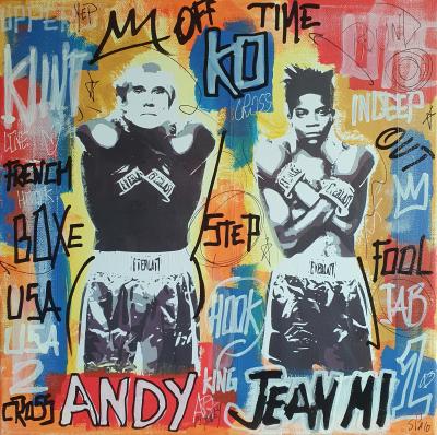 SPACO - Basquiat VS Warhol , 2023 - Technique mixte sur toile 2