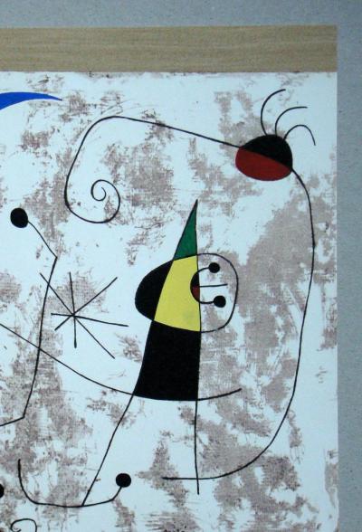 Joan MIRÓ (d’après) - Personnages dans la nuit, 1957 - Pochoir en couleurs signé 2