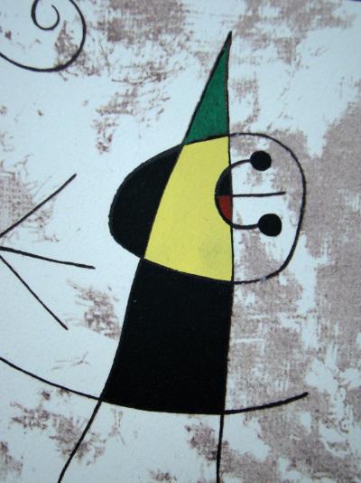 Joan MIRÓ (d’après) - Personnages dans la nuit, 1957 - Pochoir en couleurs signé 2