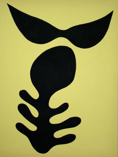 Jean Hans ARP (d’après) - Moustaches et squelette, 1957 - Pochoir en couleurs