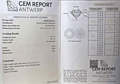 Rare Diamant bleu « fancy deep blue » naturel de 0,28.5 carats certifié 2