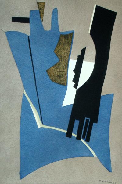 Alberto MAGNELLI (d’après) - Papier collé, 1956 - Pochoir sigend et daté 2