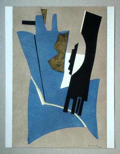 Alberto MAGNELLI (d’après) - Papier collé, 1956 - Pochoir sigend et daté 2