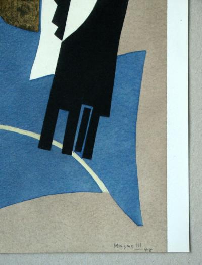 Alberto MAGNELLI (d’après) - Papier collé, 1956 - Pochoir sigend et daté 2