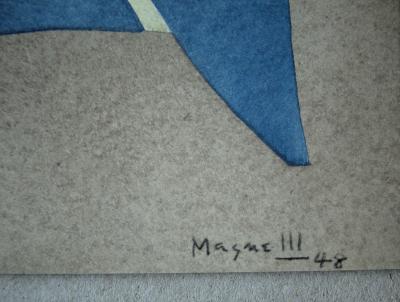 Alberto MAGNELLI (d’après) - Papier collé, 1956 - Pochoir sigend et daté 2