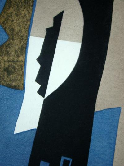 Alberto MAGNELLI (d’après) - Papier collé, 1956 - Pochoir sigend et daté 2