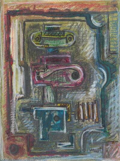 Serge BENOIT - Composition, 1985 - Technique mixte sur papier 2