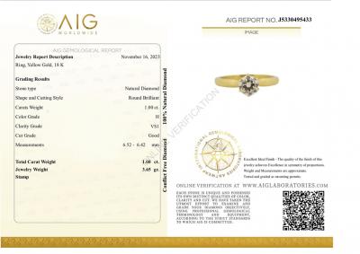 Bague alliance solitaire en or 18 carats ornée d’1 diamant taille Rond Brillant 2