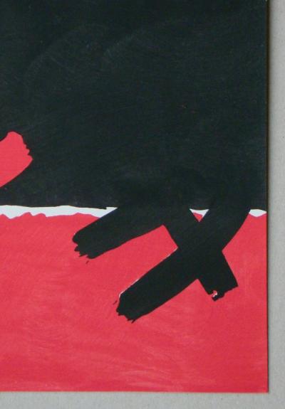 Giuseppe CAPOGROSSI (d’après) - Surface rouge et noire, 1957 - Pochoir aux couleurs gouaches 2