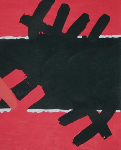 Giuseppe CAPOGROSSI (d’après) - Surface rouge et noire, 1957 - Pochoir aux couleurs gouaches 2