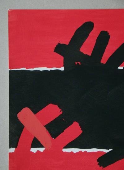 Giuseppe CAPOGROSSI (d’après) - Surface rouge et noire, 1957 - Pochoir aux couleurs gouaches 2
