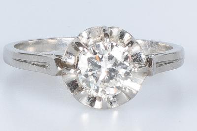 Bague solitaire serti 8 griffes - en or blanc -  0,75ct 2