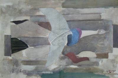 Georges BRAQUE ( d'après ) - Oiseau, 1955 - Lithographie en couleurs signée 2