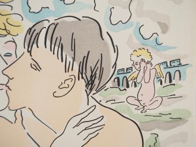 Léonard Tsuguharu FOUJITA : Les amoureux à Paris, Gravure originale signée 2