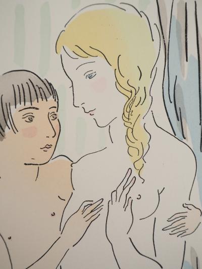 Léonard Tsuguharu FOUJITA : Les jeunes filles intimidées, Gravure originale signée 2