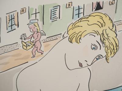 Léonard Tsuguharu FOUJITA: The love letter, Original signed engraving 2