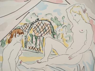 Léonard Tsuguharu FOUJITA: Nude in the countryside, Original signed engraving 2