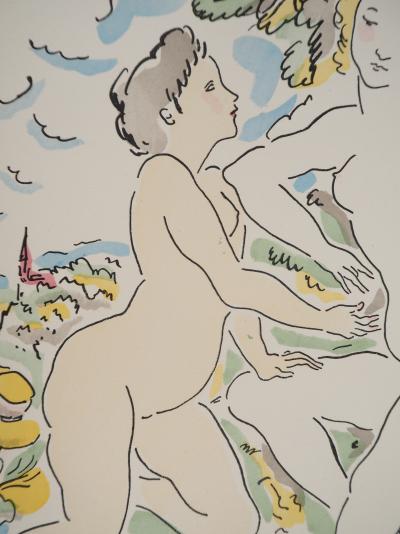 Léonard Tsuguharu FOUJITA : Nu dans les champs, Gravure originale signée 2