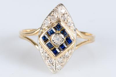 Bague Losange en Or Blanc et saphirs - 0,61 cts 2