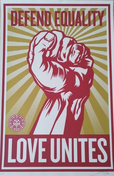 Shepard FAIREY (Obey) - Love Unites, 2008 - sérigraphie signée et numérotée à la main 2