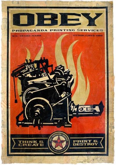 Shepard FAIREY (Obey) - Print and Destroy HPM, 2009 - technique mixte signée à la main 2