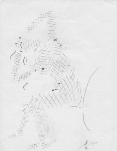Jean COCTEAU - Femme-Arlequin assise, 1957 - Dessin original signé 2
