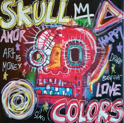 SPACO  - crane Basquiat , 2023  - Tableau pop street art 2