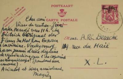 René MAGRITTE - Fleurs du Mal  - Carte autographe signée 2
