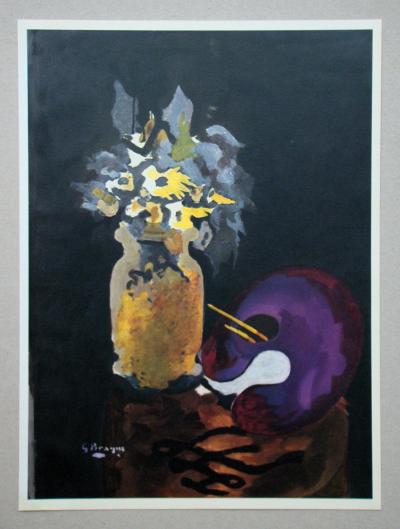 Georges BRAQUE ( d’après ) - Vase De Fleures Jaunes, 1955 - Lithographie signée 2