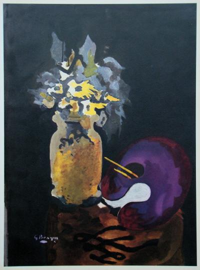 Georges BRAQUE ( d’après ) - Vase De Fleures Jaunes, 1955 - Lithographie signée 2