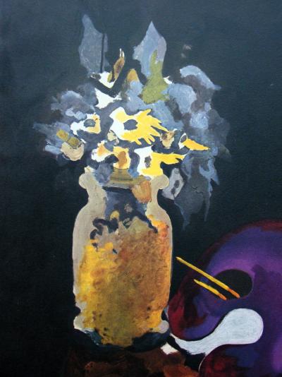 Georges BRAQUE ( d’après ) - Vase De Fleures Jaunes, 1955 - Lithographie signée 2