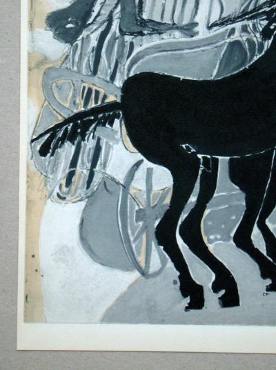 Georges BRAQUE ( d'après ) - Char avec trois chevaux, 1955 - Lithographie 2