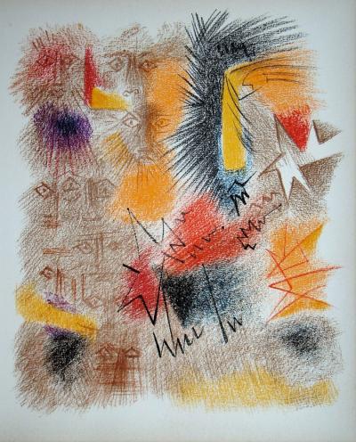 André MASSON - Astres et Visages, 1972 - Lithographie originale en couleurs 2