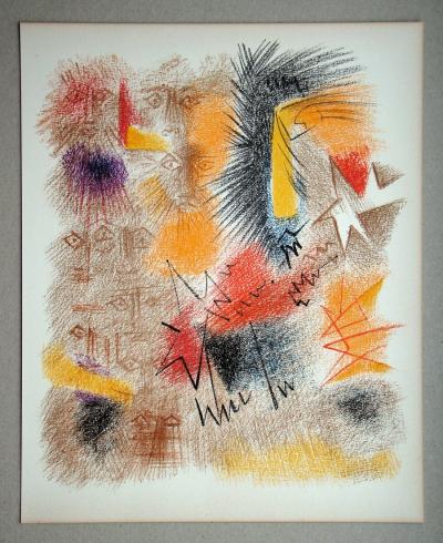 André MASSON - Astres et Visages, 1972 - Lithographie originale en couleurs 2
