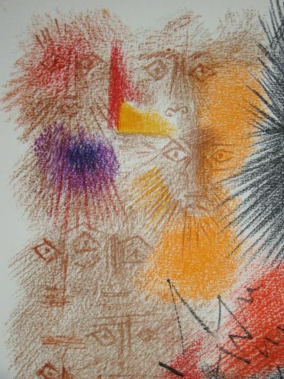 André MASSON - Astres et Visages, 1972 - Lithographie originale en couleurs 2