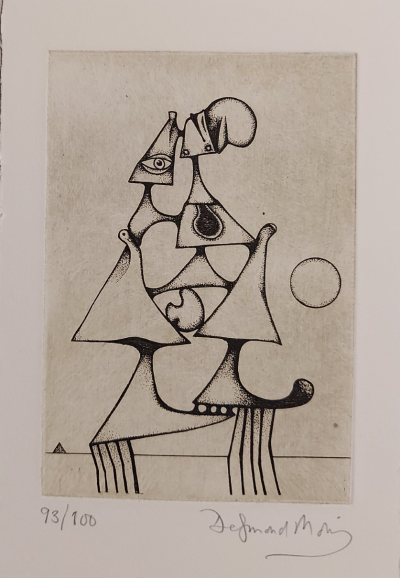 Desmond Morris - Composition surréaliste, circa 2008 - Gravure originale signée  au crayon 2