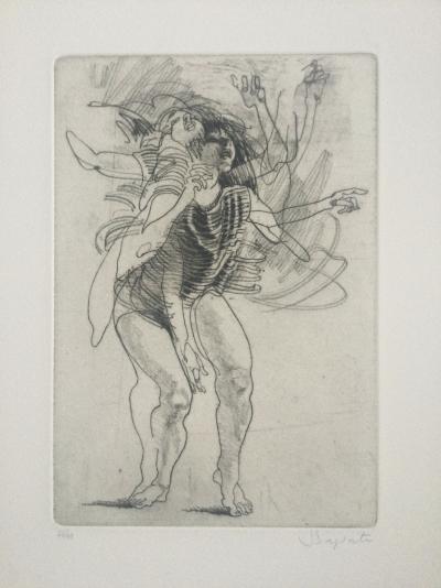 Julio ZAPATA - Personnage en mouvement - Eau-forte signée à la main 2