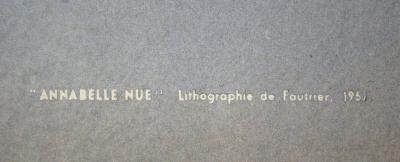 Jean FAUTRIER - Annabelle Nue, 1957 - Lithographie originale signée et datée 2