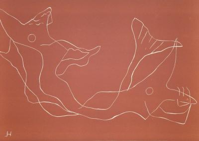 Henri LAURENS - Sirènes, 1959 - Gravure sur linoléum monogrammée 2