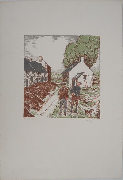 Jean Emile LABOUREUR : La chasse, 1927 - Gravure sur bois originale signée 2
