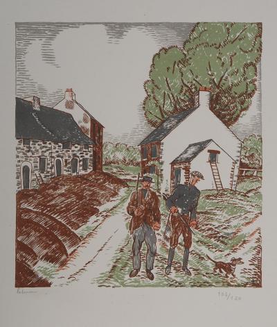 Jean Emile LABOUREUR : La chasse, 1927 - Gravure sur bois originale signée 2
