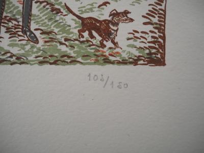 Jean Emile LABOUREUR : La chasse, 1927 - Gravure sur bois originale signée 2