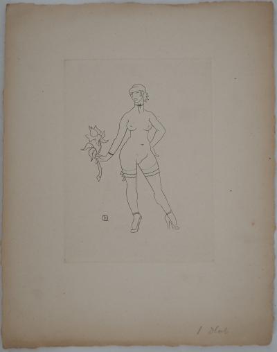 Charles PICART LE DOUX (1881-1959), Jeune femme à la rose - Gravure sur cuivre originale signée 2