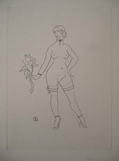 Charles PICART LE DOUX (1881-1959), Jeune femme à la rose - Gravure sur cuivre originale signée 2