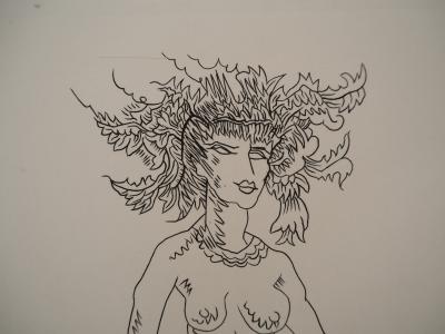 Charles PICART LE DOUX : Jeune femme au chien - Gravure originale signée 2